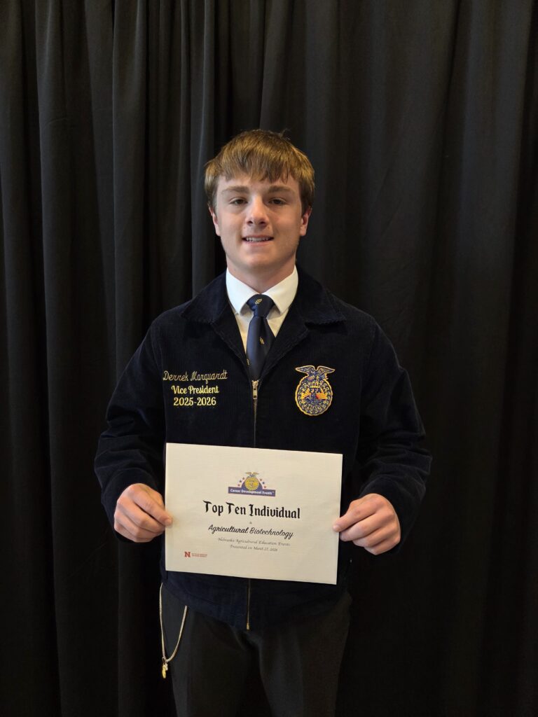 Senior Derrek Marquardt placed 9th in Ag Biotechnology.
